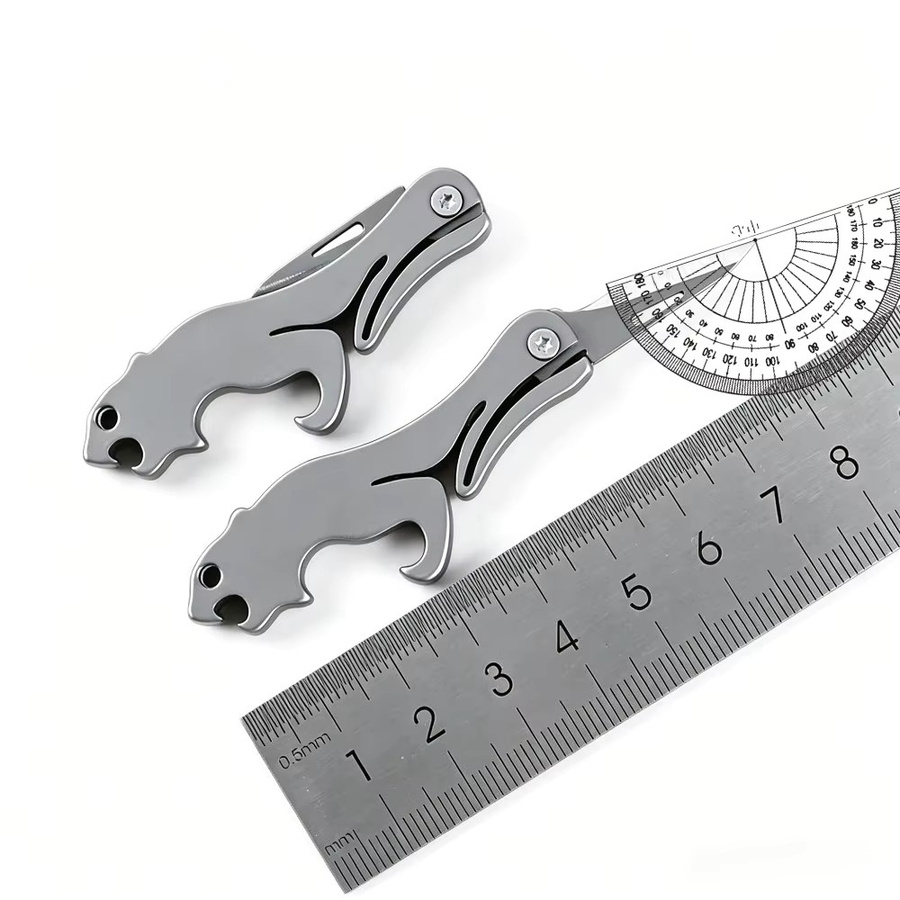 JIANLAI Mini-Klappmesser aus Titan-Legierung in Grau als tragbarer Schlüsselanhänger und Taschenmesser zum Auspacken - Bild 5