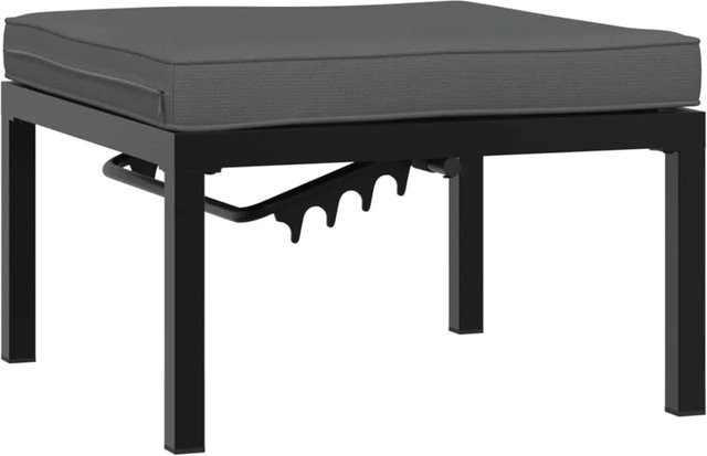 vidaXL Gartenhocker aus pulverbeschichtetem Aluminium mit Kissen in Schwarz und Anthrazit - Bild 1