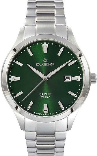 Dugena Herrenuhr Tresor Master, Quarz, Edelstahl, Grün, 42 mm - Bild 1