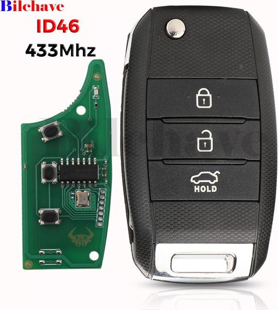 Jingyuqin Autoschlüssel Fernbedienung mit ID46 Chip und 3 Tasten für Kia K4 Carens DJ3244 DJ5804 95430-A4200 in Schwarz - Bild 1