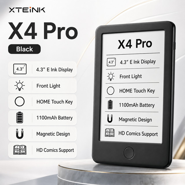 Xteink E-Book-Reader X4 Pro mit E-Ink Touchscreen, Frontbeleuchtung und Augenschutz in Schwarz - Bild 1