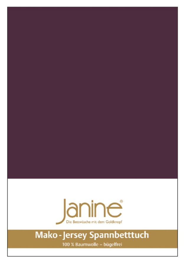 Janine Mako Jersey Spannbetttuch aus Baumwolle, Farbe: Aubergine, B/T: 140 x 160 cm, L: 200 cm - Bild 1