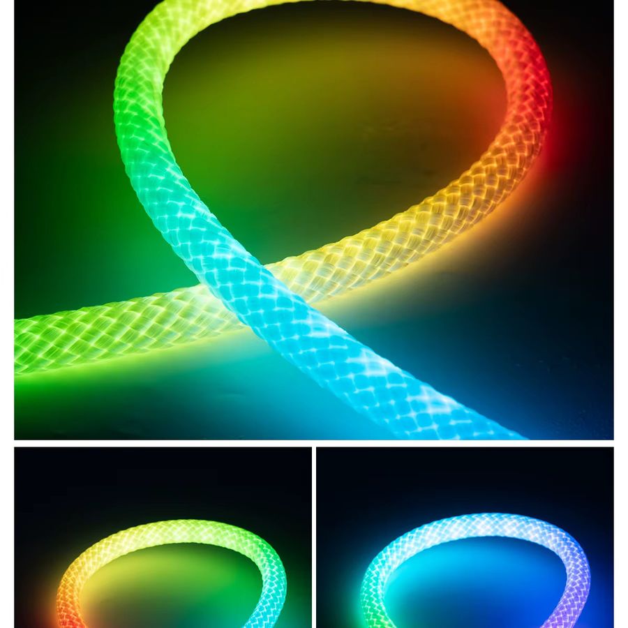 SerRickDon RGBIC Neon-LED-Streifenlicht 360 Grad rund, Smart Bluetooth USB 5V Silizium Neonlicht Seil zur Raumdekoration - Bild 5