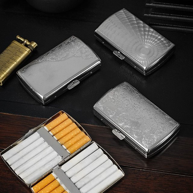 KeYi Metall-Zigarettenetui in Silber für 8-mm-Zigaretten, einseitig graviert, druck- und feuchtigkeitsbeständig - Bild 1