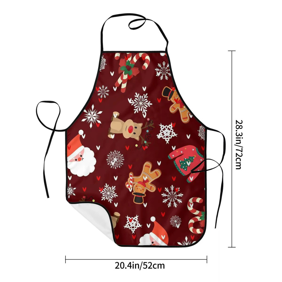 Rote Weihnachtsschürze mit Weihnachtsmann-Muster für Damen und Herren - Bild 5