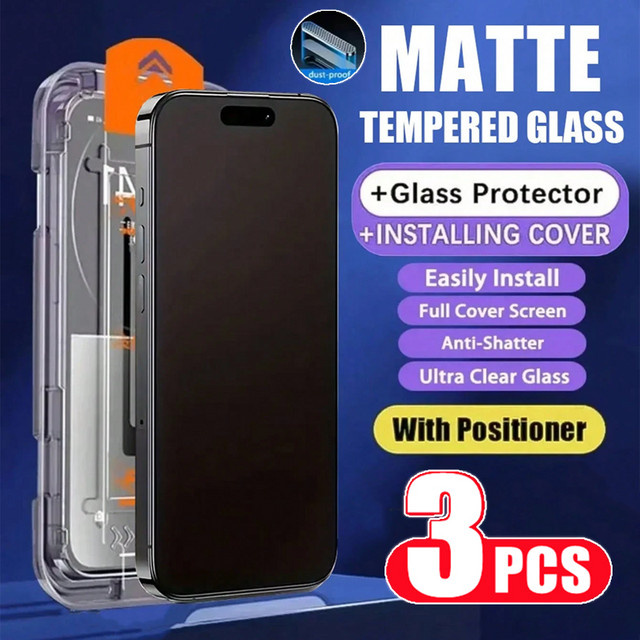3er-Pack Matte Displayschutzfolie aus Glas mit oleophober Beschichtung für iPhone 11 bis iPhone 17 Pro Max, Transparent - Bild 1