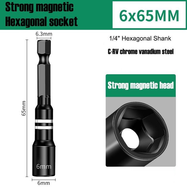 AXE SHAN Magnetischer Nuss-Schraubendreherbit 1/4 Zoll 6,3 mm aus Stahl in Schwarz - Bild 1