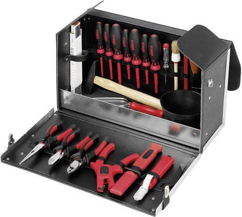 Cimco 170300 Werkzeugkoffer bestückt 23teilig in Schwarz aus Aluminium, Leder und Stahl, L x B x H: 43,5 x 29,0 x 20,0 cm - Bild 1