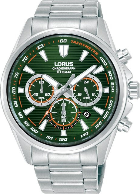 Lorus Chronograph, Quarz, Edelstahl, Grün, 43 mm, Herren - Bild 1
