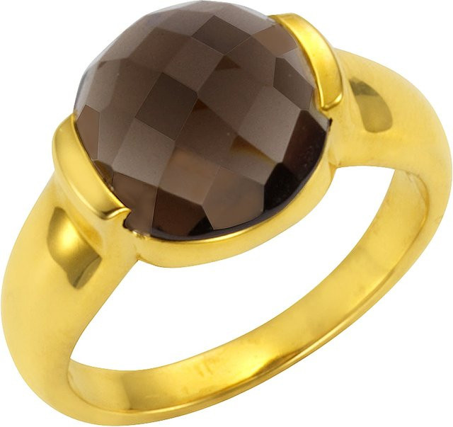 Jamelli Ring 925 Silber vergoldet, Rauchquarz, Unisex - Bild 1