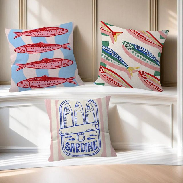CoastalCharm Kissenbezug Sardine Can in Multicolour, B/H: 45 x 45 cm - Bild 1