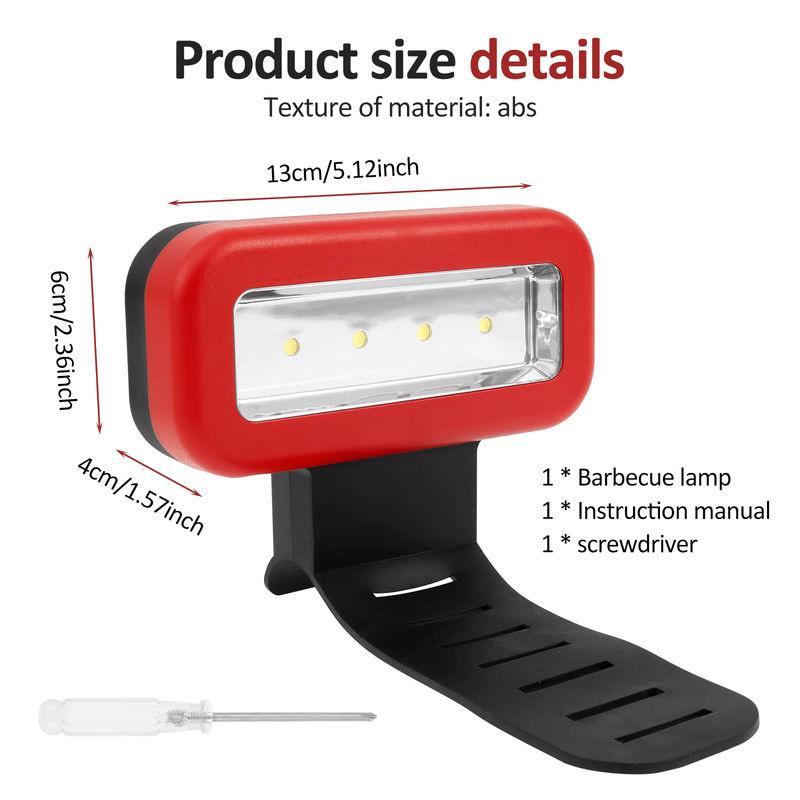 Willstar LED-Grillleuchte mit Magnetfuß und dimmbarer Helligkeit in Rot und Schwarz - Bild 6
