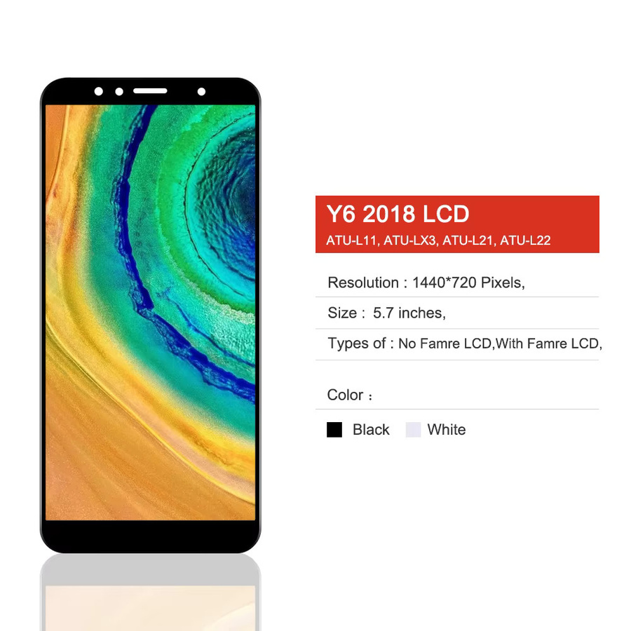 Huawei Y6 2018 LCD Display mit Touchscreen Digitizer in Schwarz, 5.7 Zoll, passend für Huawei Y6 Prime 2018 Modelle ATU L11 L21 L22 LX1 LX3 L31 L42 - Bild 2