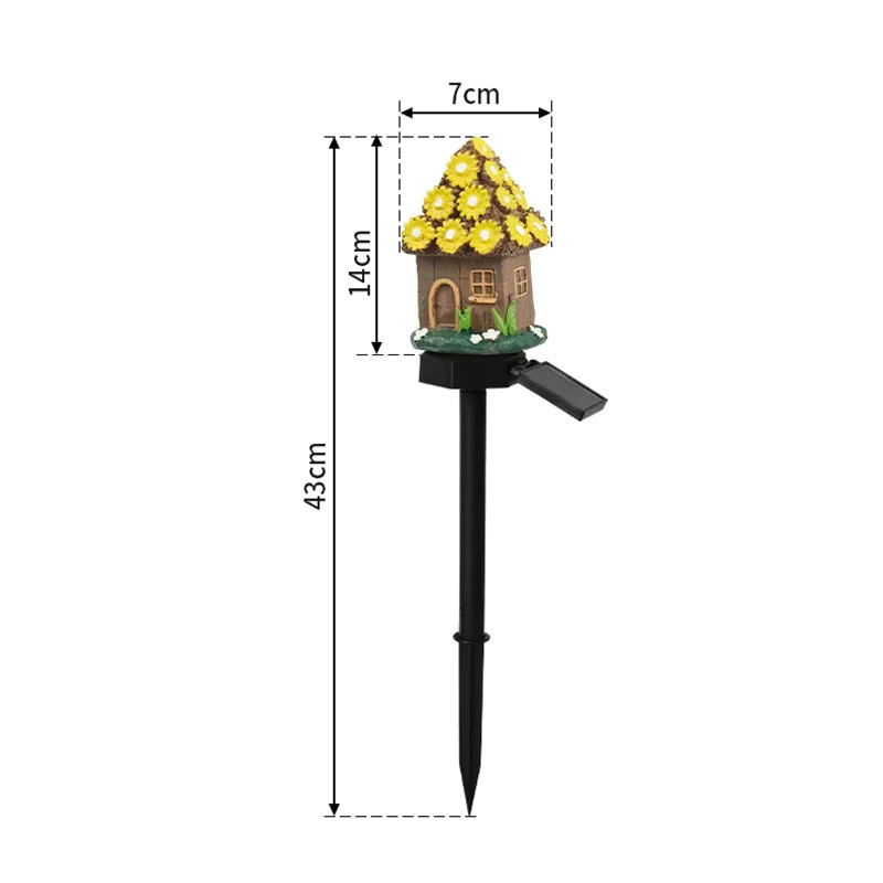 XIWANGFIRE LED Solar Miniatur Fee Haus Garten Deko aus Harz für Outdoor und Weihnachten - Bild 4