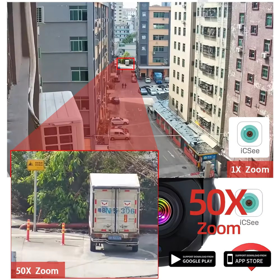 iCSee PTZ IP Kamera Outdoor mit 8MP 4K Auflösung, 50X Zoom, WiFi, Motion Alarm und Zwei-Wege Audio in Weiß - Bild 3