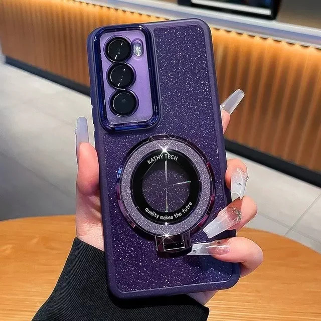 Glitzer Telefonhülle mit Ring-Halter für OPPO Reno 12 11 Pro 12F 11F A80 A60 A98 A79 A59 A78 A58 A38 18 96 76 36 16 17 K S 4G 5G in Blau und Lila - Bild 1