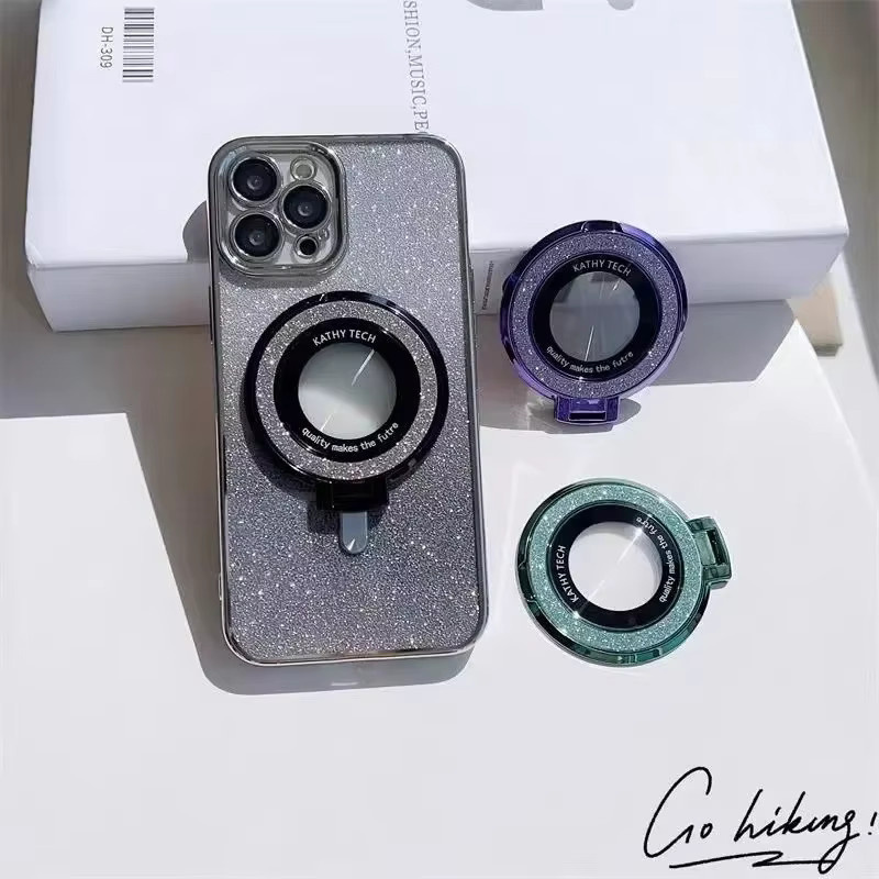 Maerknon Magnetischer Ring-Telefonhalter mit Glitzer-Effekt für iPhone und Samsung Galaxy in Pink und Multicolour - Bild 4