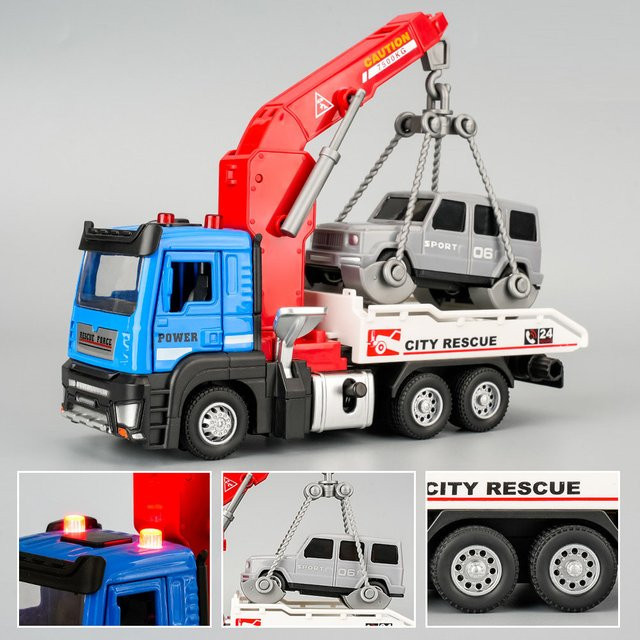 MAKEDA Fahrzeug Transport Kran Modell, 1:32, Metall, mit Licht und Sound - Bild 1