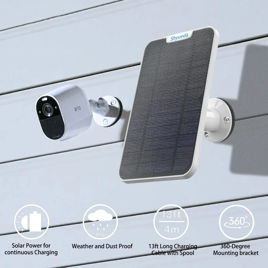 Arlo 4W Solarpanel in Schwarz zum Aufladen für Arlo Essential Spotlight und XL Spotlight mit 4 Meter langem Stromkabel - Bild 2