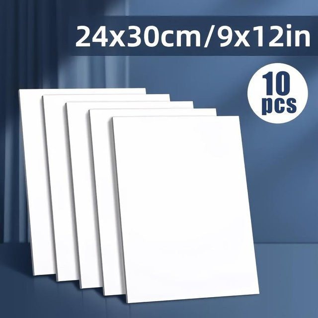 SZ-Damai Leinwandpaneele zum Malen, 10er Pack, Grau und Weiß, B: 24 cm, H: 30 cm - Bild 1
