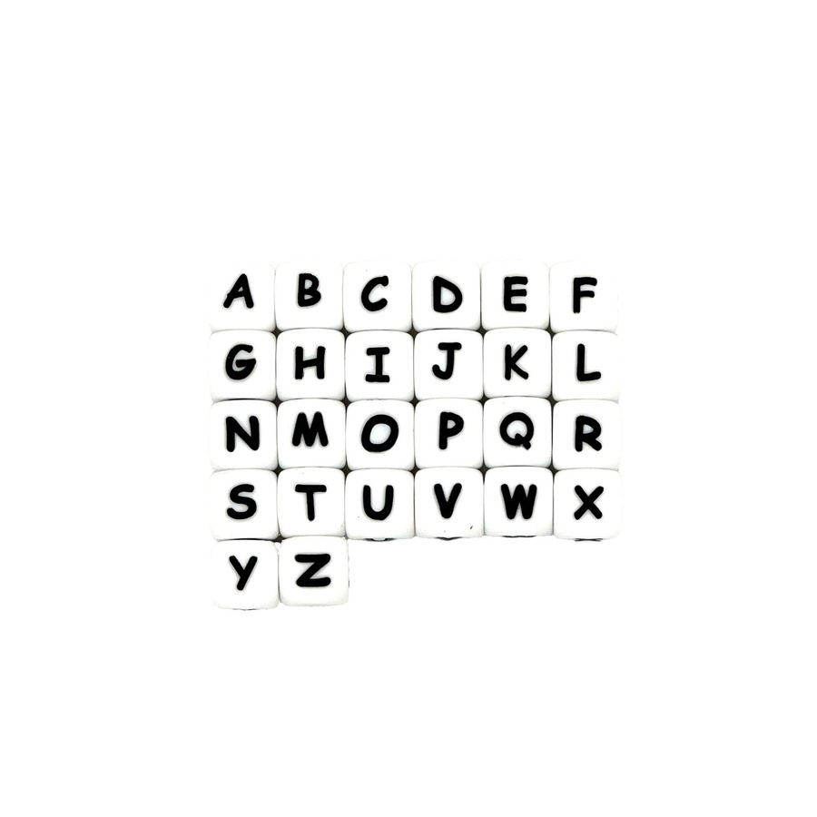 Silikon-Buchstabenperlen, Kunststoff, Weiß, 12 mm, Unisex - Bild 2