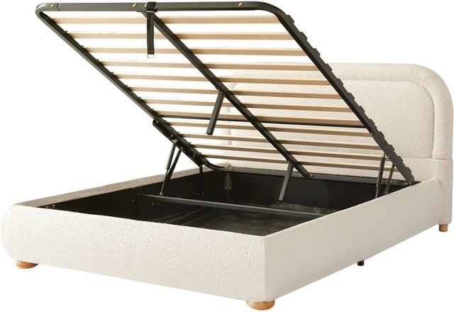 okwish Polsterbett mit Stauraum in Beige aus Bouclé-Stoff, B/T/H: 140 x 190 x 40 cm (ohne Matratze) - Bild 1