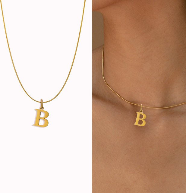 CARLIDANA Anhänger-Halskette Edelstahl, Gold, Damen, Initial-Buchstabe - Bild 1