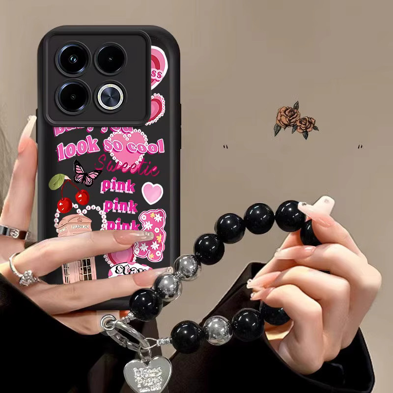 Sky Eye Silikon Handyhülle mit Schmetterlings-Lanyard für Infinix Note 40 Pro 50 Pro 50i 60 in Schwarz und Multicolour - Bild 3