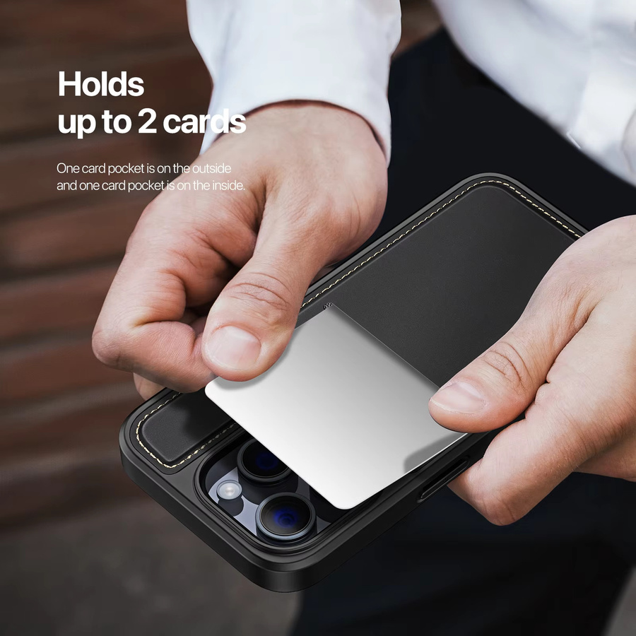DUX DUCIS 3-in-1 Magnetische Hülle für iPhone 16 Pro Max, 15 Plus, 14, 13 mit Telefonständer und Brieftaschenfunktion in Schwarz - Bild 5