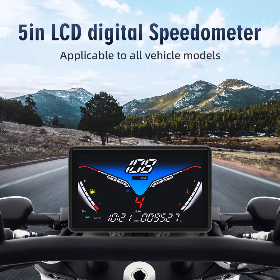 MAIMEIMI Universal Speed Digital Motorrad Tacho mit Multifunktionsanzeige und Uhr, Schwarz - Bild 2