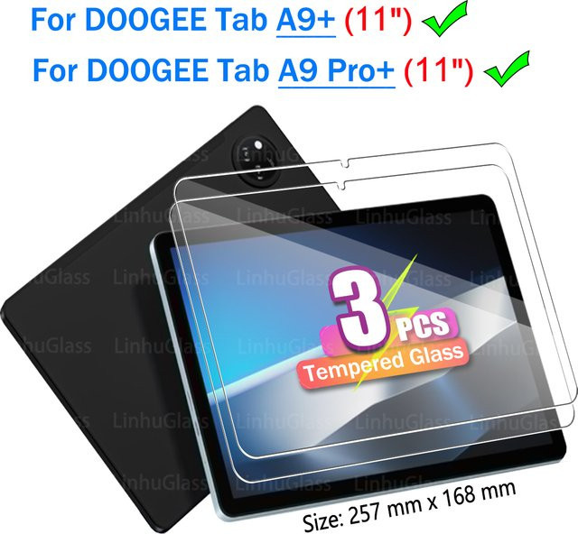 DOOGEE Tab A9+ / A9 Pro+ Displayschutz aus gehärtetem Glas, 11 Zoll, transparent, HD klar und Anti-Fingerprint - Bild 1