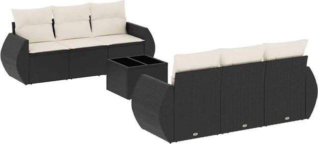 vidaXL 7-teilige Garten-Sofagarnitur aus Poly-Rattan in Schwarz mit Sitzkissen und Stauraum - Bild 1