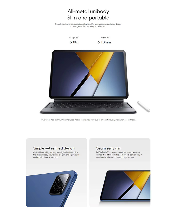 POCO Pad X1 Tablet Schwarz mit 512 GB Speicher, 8 GB RAM, 11,2 Zoll 144Hz 3.2K Display, Snapdragon 7+ Gen 3, Wi-Fi und 8850 mAh Akku - Bild 5