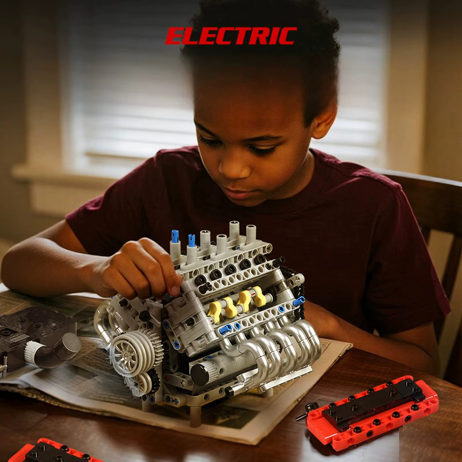 Mould King 33001 V8 Motormodell Kleines Granulat-Bausteinset mit 1123 Teilen in Mehrfarbig als DIY Lernspielzeug für Kinder und Erwachsene - Bild 4