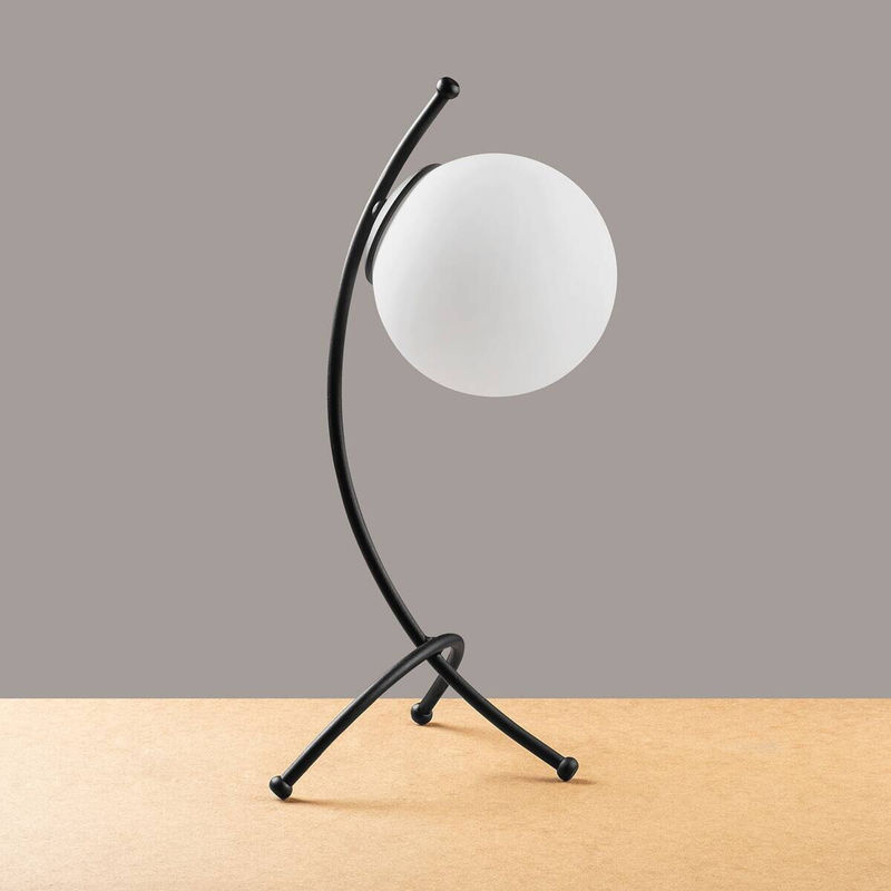 Opviq Tischleuchte in Weiß und Schwarz aus Glas und Metall mit E27 Fassung, B/H/T: 18 x 43 x 23 cm - Bild 2