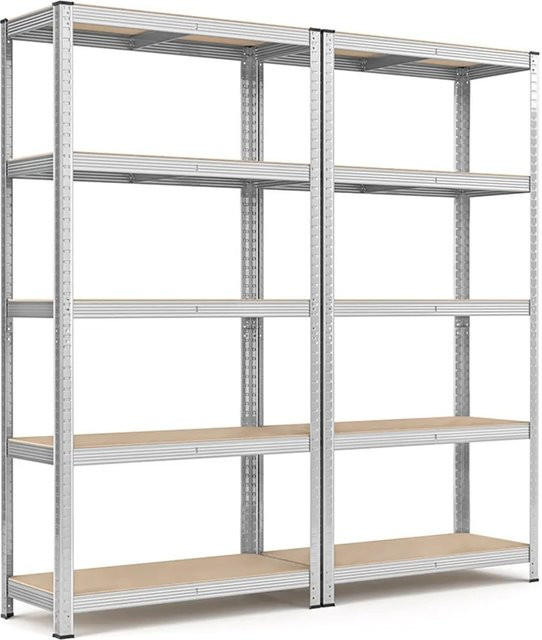 Songmics Lagerregal 2er Set aus Stahl in Silber, B/T/H: 40 x 90 x 180 cm mit verstellbaren Regalböden - Bild 1