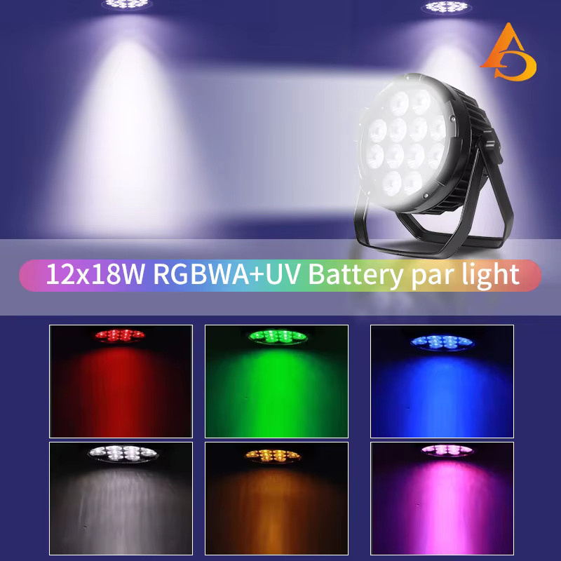 Wasserdichte 6in1 LED Par Flachstrahler mit Batterie und DMX Fernbedienung, RGB Multicolour Effekt für Outdoor und Party, Schwarz - Bild 3