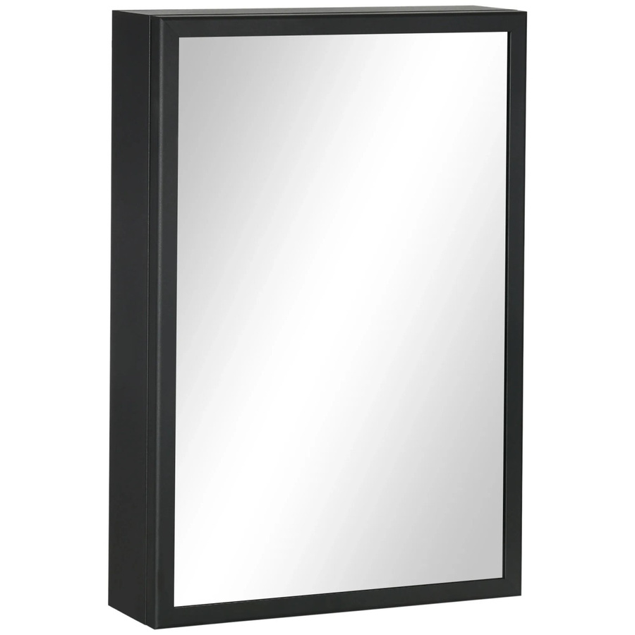 Kleankin Spiegelschrank Schwarz mit 3 Etagen für das Badezimmer, B/T/H: 40 x 12 x 60 cm - Bild 2
