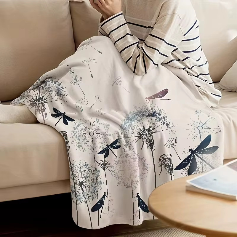 VIKAMA Dandelion Dragonfly Decke mit floralem Design, Multicolor, B/T: 150 x 240 cm - Bild 3