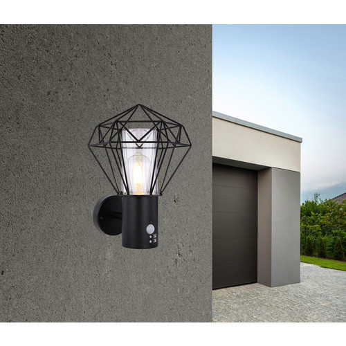 GLOBO Lighting Außenleuchte Horace in Schwarz mit Bewegungssensor und Edelstahl-Elementen, E27, IP44 - Bild 3