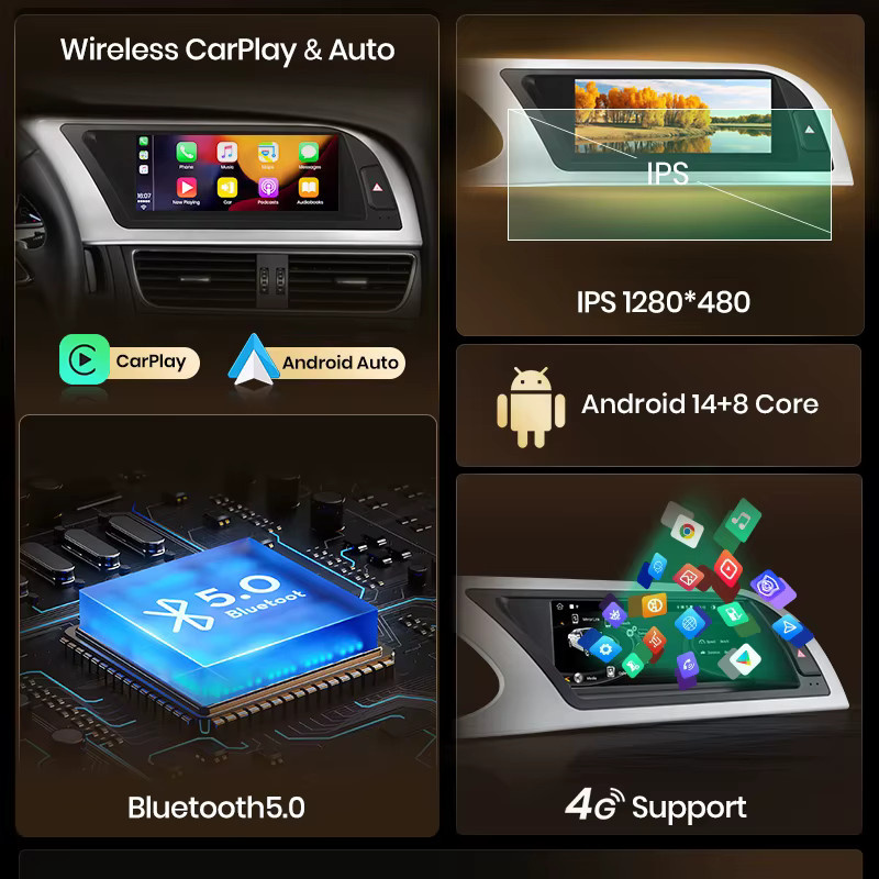 Junsun Wireless CarPlay Android Auto Multimedia Radio für Audi Q7 4L 2005-2015 MMI 2G 3G mit 10,25 Zoll Display und GPS in Schwarz - Bild 2
