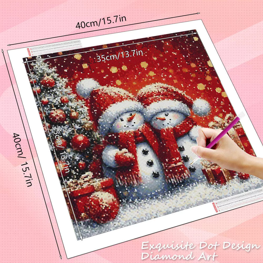 HUACAN Diamantmalerei Weihnachten Set mit Schneemann und Baum, Mosaik-Bastelset Multicolor, B/H: 20 x 20 cm - Bild 2