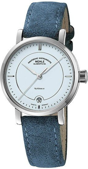 Mühle Glashütte Armbanduhr, Automatik, Edelstahl, Blau, Leder, 33,5 mm, Damen - Bild 1