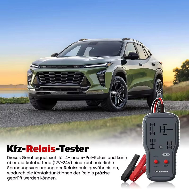 OBDMonster Universal Elektronischer Relais Tester für 12V und 24V Auto Spannung Detektor und Batterie Checker in Schwarz - Bild 2