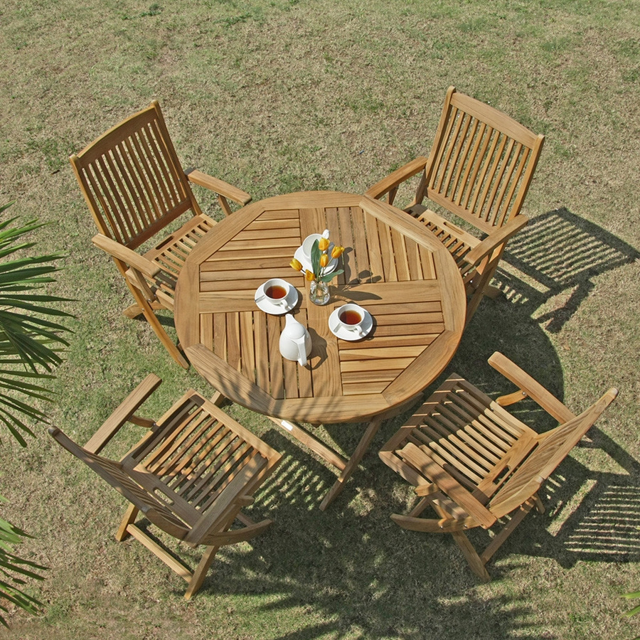 ZEBRA Tisch POKER aus Teakholz, rund, klappbar, braun, Durchmesser: 50 cm - Bild 2