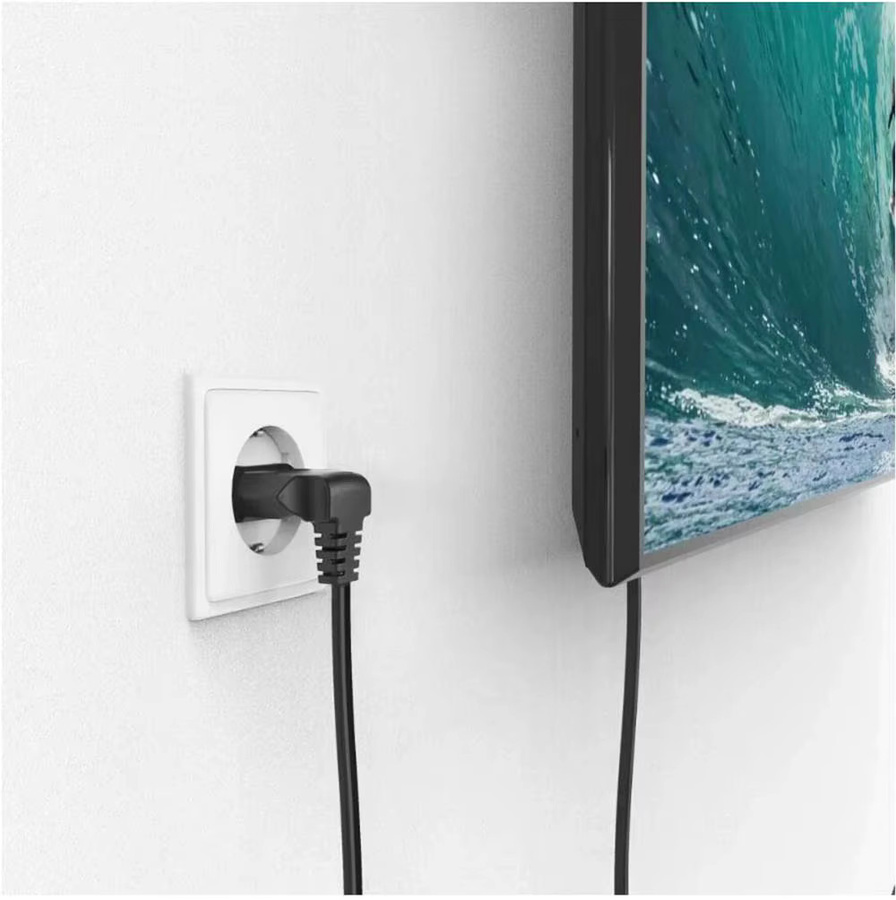 EU Power Verlängerungskabel Europäisches 2-poliges AC Stromkabel Stecker auf Buchse in Schwarz - Bild 4