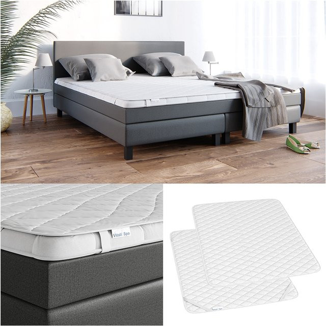 VitaliSpa Matratzenschoner Topper als Matratzen-Auflage für Boxspringbetten, Farbe: Weiß, B/T: 160 x 200 cm - Bild 1