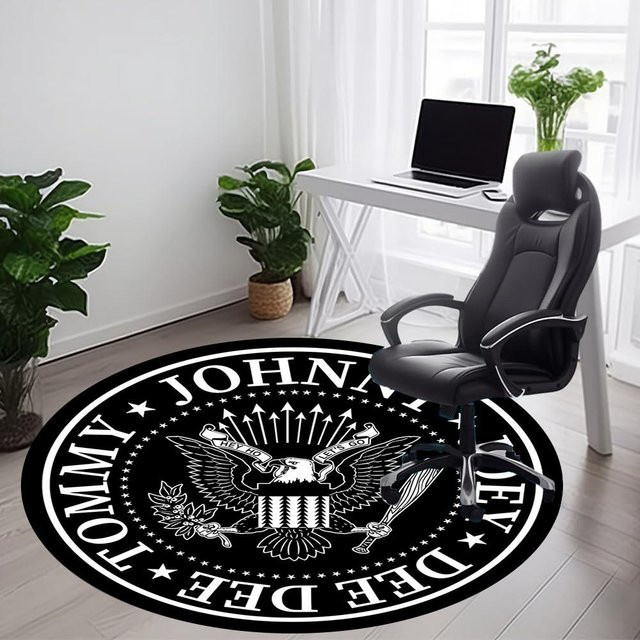 Runder Teppich Ramones von BestDream007 in Schwarz, moderner Abstract-Design, waschbar und rutschfest, Durchmesser: 100 cm - Bild 1