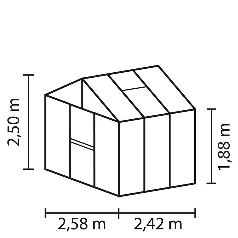 Vitavia Gewächshaus Zeus freistehend mit Satteldach aus Aluminium und Polycarbonat in Silberfarben - Bild 3