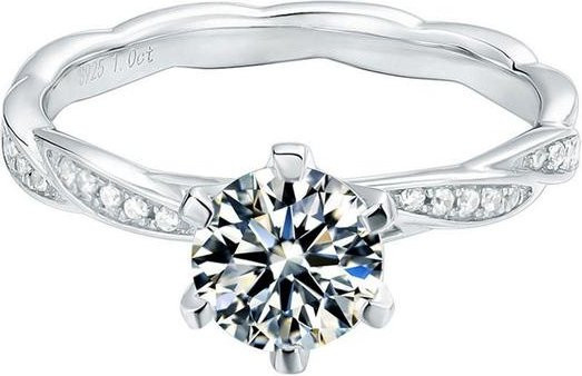 Wucifang Jewelry Ring Moissanit, 925 Silber, Damen - Bild 1
